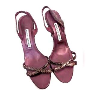 Manolo Blahnik Burgundy Leather strappy  Sandals Size 39 US 8.5